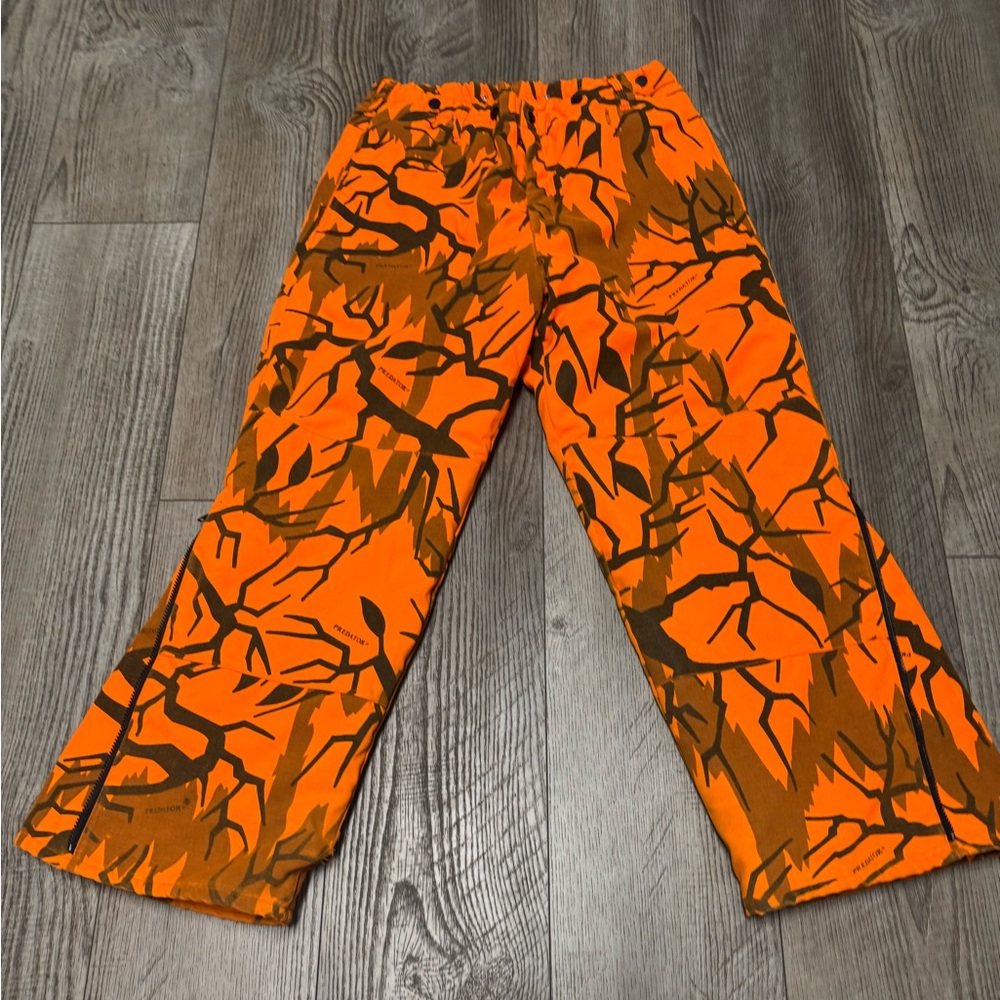 VINTAGE LL BEAN CAMO GORE-TEX WATERPROOF INSULATED HUNTING PANTS - Orange L